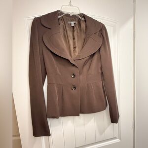 Apt 9 Brown Tailored Blazer Size 4 Fitted Career Jacket Stretch